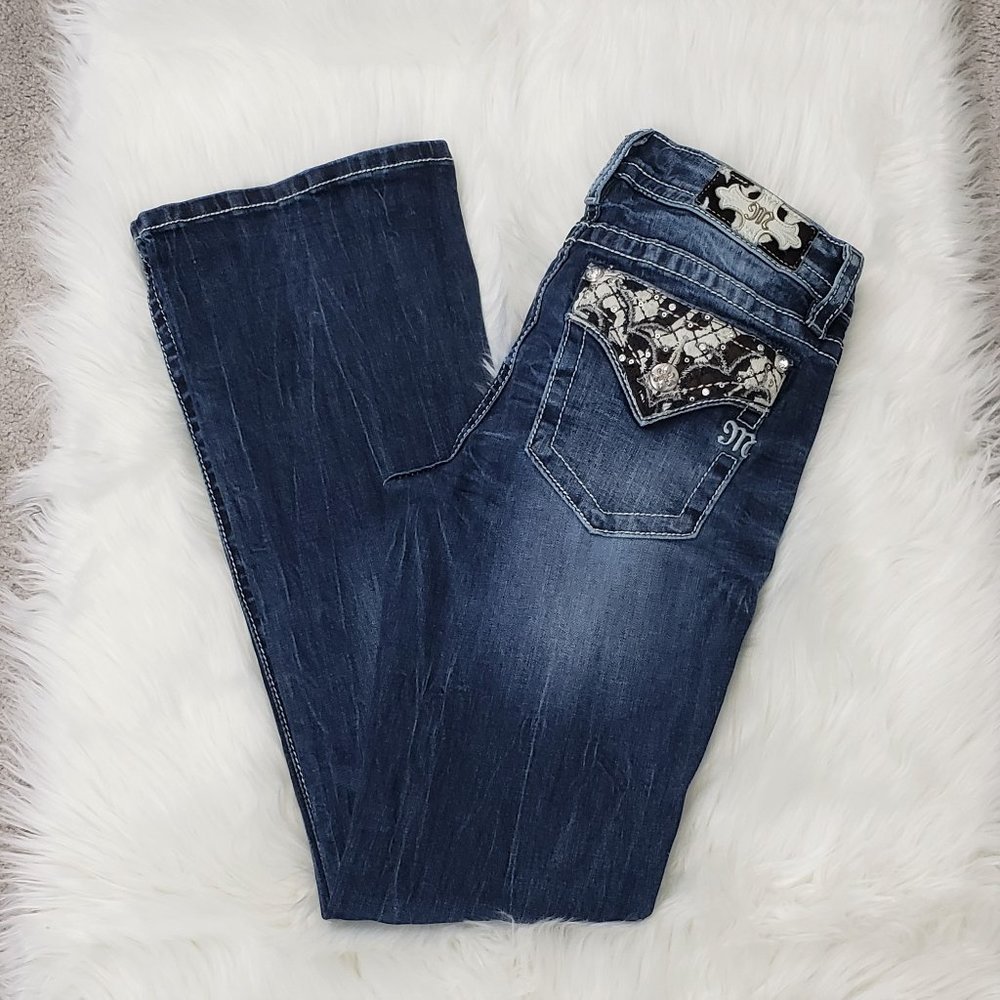 MISS ME sz 28 Mid Rise Boot Cut Jeans Cowhide